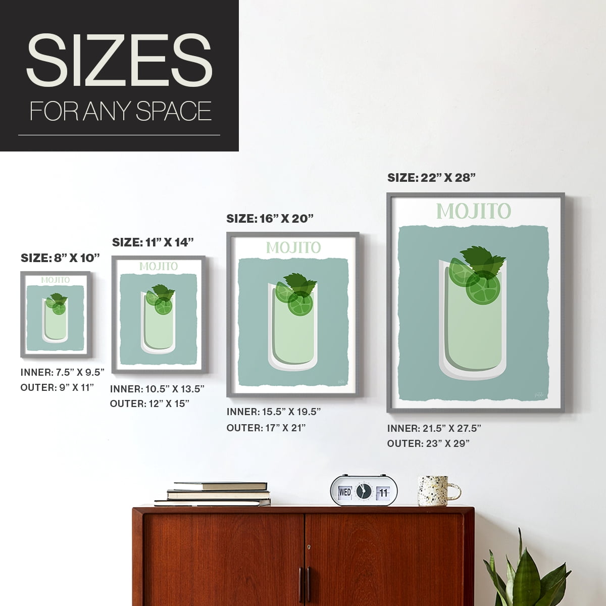 Mojito in Gray Solid Wood 8 x 10 Framed Print
