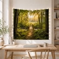 thumbnail image 5 of Sunlit Forest Around with Wooden Footbridge Railings Crosses, Mystical Fantasy for Space Lovers, Galaxy Room Decor, Mother'S Day Gift, Tapestry Wall Hanging for Bedroom and Dorm, 5 of 6