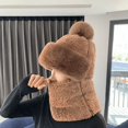 thumbnail image 2 of Gorro de mujer otoño e invierno Bufanda máscara integrada protección para los oídos gorro a prueba de viento forro polar grueso puntera cálida, 2 of 5