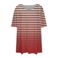 thumbnail image 6 of ZQUUVOU Women's Summer Top Plus Size Short Sleeve Solid Stripe Round Neck Front Fold Blouse Red, 6 of 6