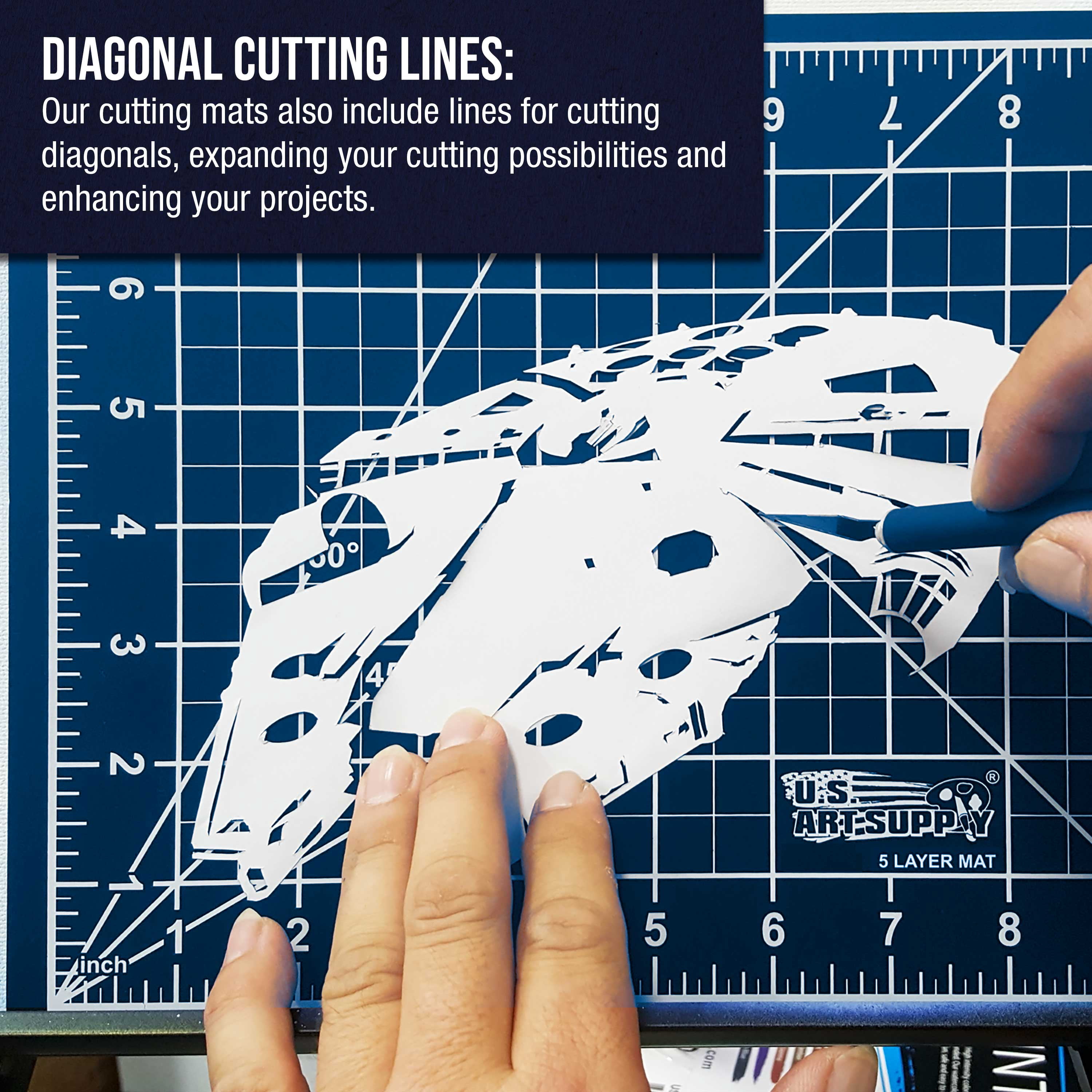 U.S. Art Supply 36" x 48" Self-Healing Cutting Mat 5-Ply - Double-Sided White/Blue Craft Mat, Non-Slip Cutting Mats for Crafts, Sewing, Quilting, Scrapbooking