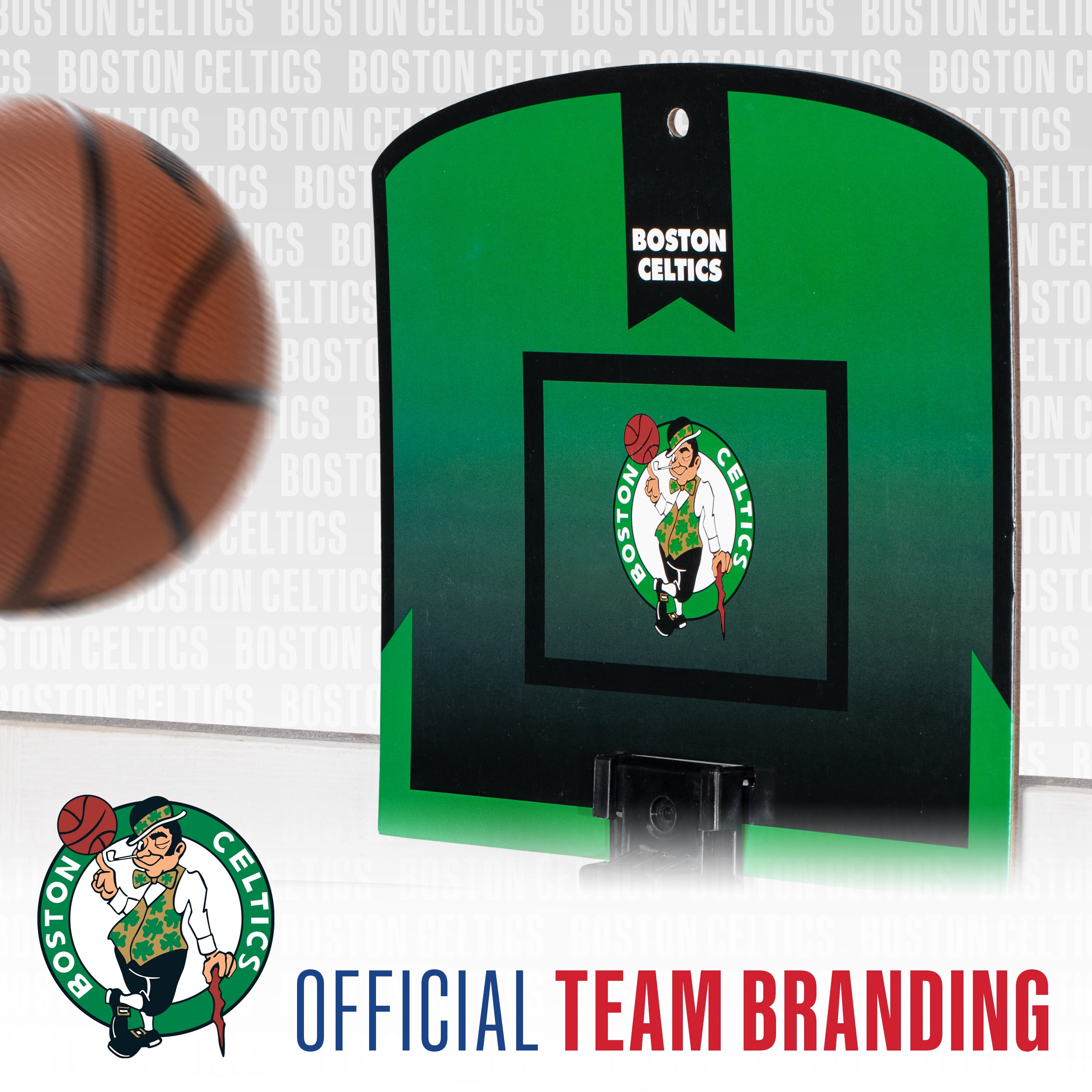 Franklin Sports NBA Boston Celtics Mini Over the Door Basketball Hoop - Kids Indoor Mini Basketball Hoop with Basketball - NBA Fan Shop Mini Hoop for Bedroom + Office - Over the Door Mini Hoop Set