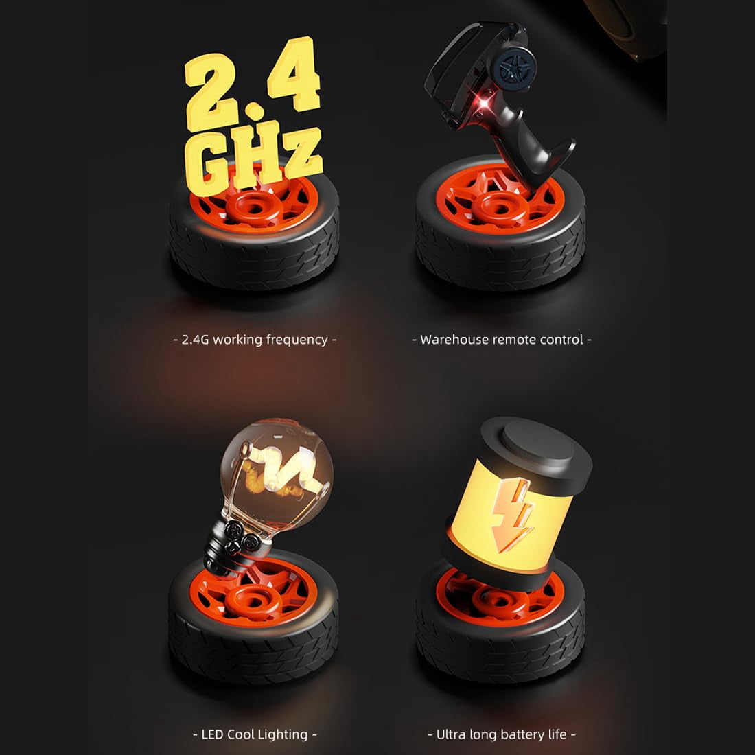 Desktop Drift Car, 2.4GHz Electric Mini Full Proportional Remote Control Car, Rechargeable RC Drift Toy with Instant Acceleration Button