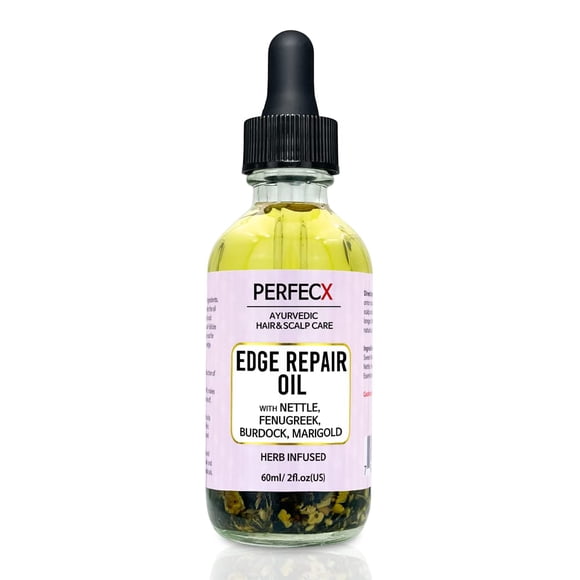 Perfecx - Aceite para el cabello reparador de bordes 2 fl oz - para tratamiento del cuero cabelludo - 48 horas de ingredientes naturales ayurvédicos con infusión de hierbas - Fortalece el cabello - Cr