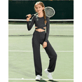 thumbnail image 6 of G4Free EverGoing Girls Wide Leg Pants High Waist Cross Waistband Sweatpants with 2 Pockets 6-12 Years School Sport, 6 of 7