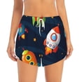thumbnail image 4 of Lsque Spaceships and Stars Printed Women's Running Shorts with Liner Pockets,Elastic Quick Dry Workout Athletic Gym Yoga Shorts,Womens High Waist Shorts-Large, 4 of 9