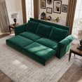 thumbnail image 3 of King Size Velvet Chesterfield Sofa Bed, 3-in-1 Convertible Sleeper with Nailhead Trim & High-Density Foam – Durable Steel Frame for Living Room & Bedroom Furniture, Green, 3 of 9