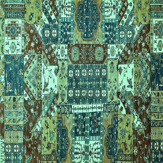 Ahgly Company Indoor Square Southwestern Turquoise Blue Country Area Rugs, 3' Square