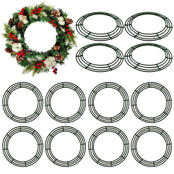 Wreath Frames Thealyn, paquete de 12 anillos metálicos de 40 cm, color verde