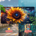 thumbnail image 3 of 1 Pcs 2D Flat License Plate Covers & Frames, Sunflower and Cosmic For Decorative Front, Waterproof For Decoration Aluminum License Plate Covers & Frames Cover For Men Women, 12" X 6", 3 of 4