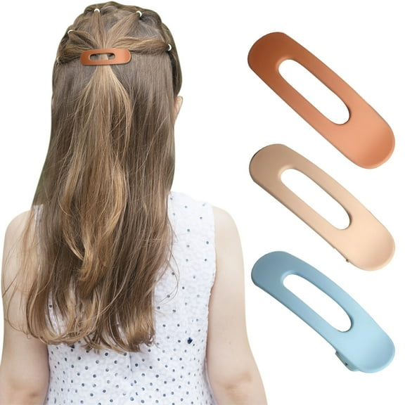 Flat Hair Clips, Hair Claw Clips, 3 Piece Matte Resin Hair Clip Set for Thick and Thin Hair, Durable Non-Bending Hair Accessories for Updo, Half-Updo, Shower, Makeup, Yoga