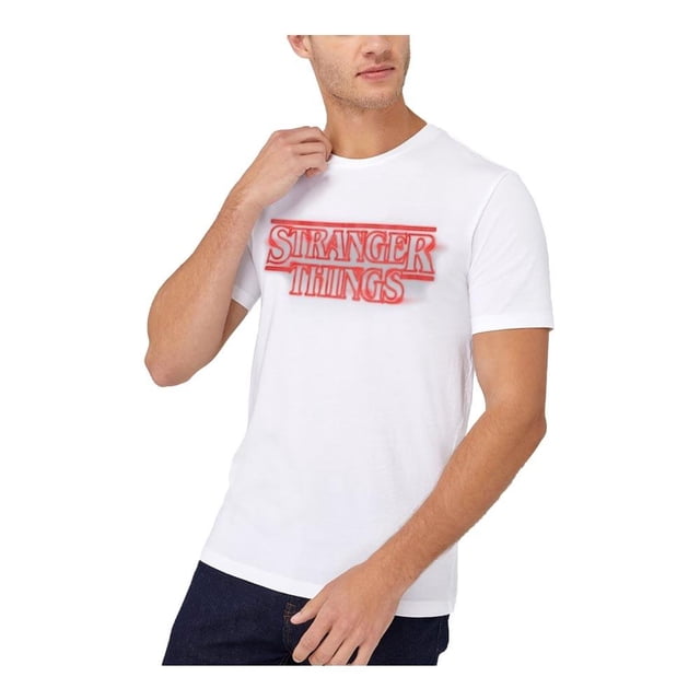 Playera Stranger Things para Hombre, Blanca Talla EG