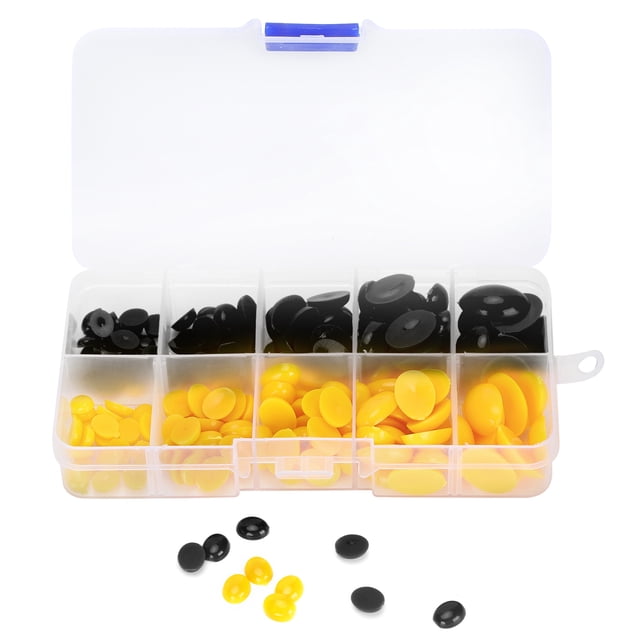180 piezas de ojos de plástico, narices ovaladas y planas para muñecas, osos de peluche, accesorios para hacer juguetes (negro y amarillo)