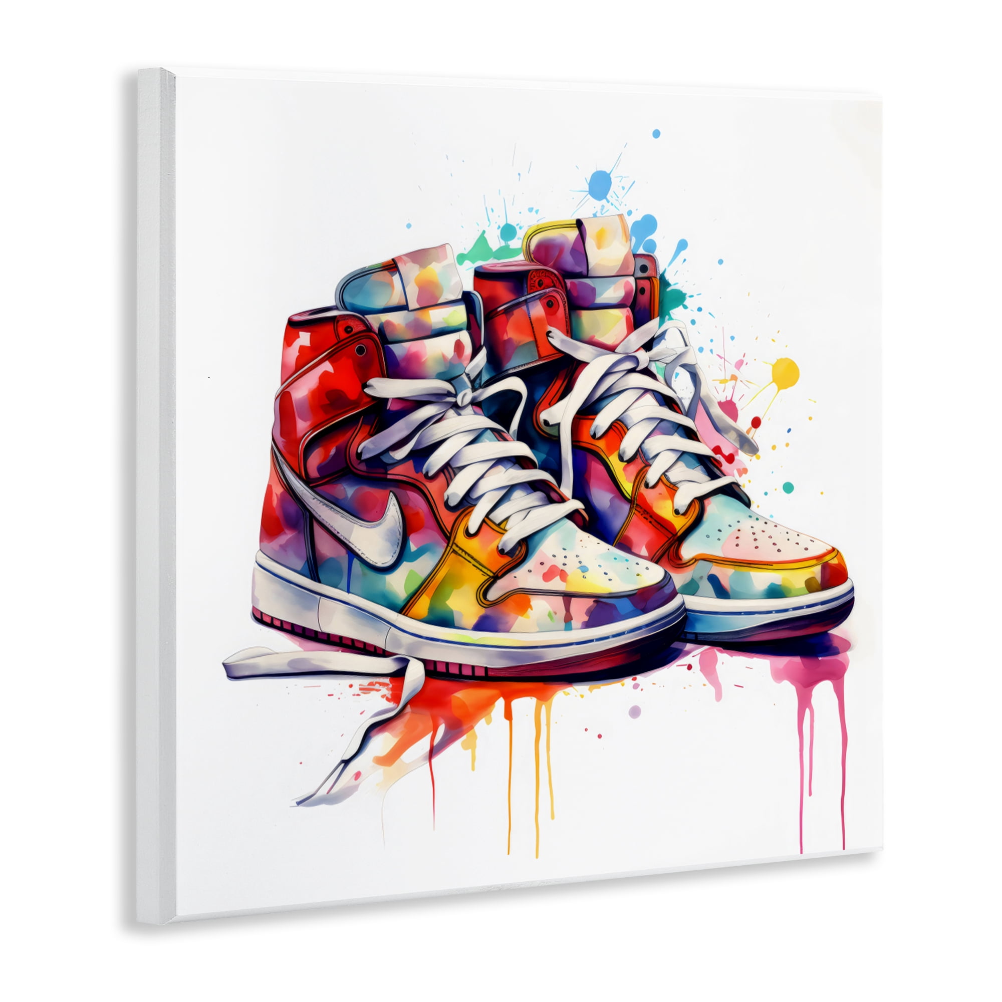 Stupell Industries Sneakers with Watercolor Drip Wall Plaque Art, design by Creative Studio