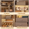 thumbnail image 6 of Homieasy 48" Walk-in Closet System - Heavy Duty Closet Organizer with 5 Wood Drawers, 2 Hanging Rods & 7 Shelves (48"L x 15"W x 80"H) for Bedroom, Entryway, Modern,Gray, 6 of 7