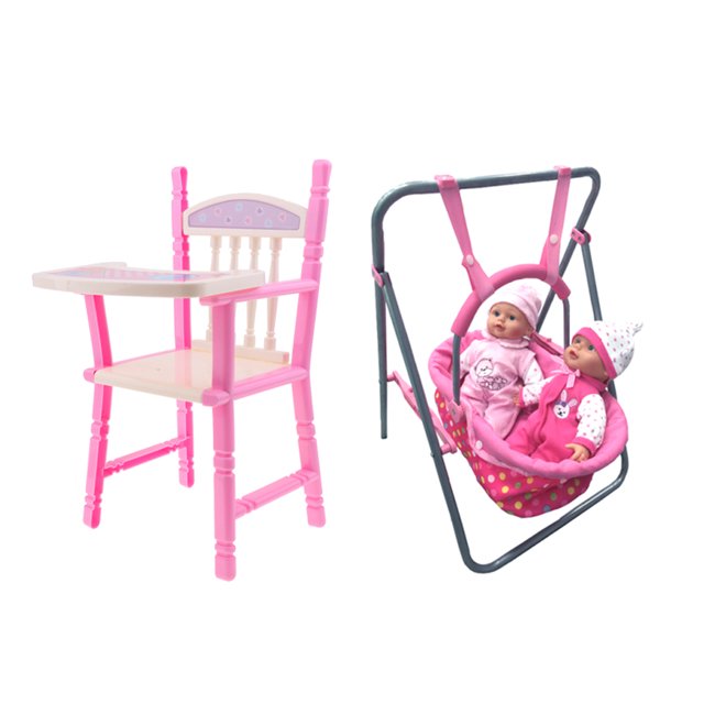 Modelo Asiento de Comedor + Cama Columpio Accesorios para Muñeca Muchacha Recién Nacida Juguete Role para 2-4 CUTICAT Reborn Toddler Swing Cradle