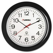 Lorell 13-1/4" Radio Controlled Wall Clock Analog - Quartz - White Main Dial - Black/Plastic Case