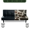 thumbnail image 5 of SCRAWLGOD Cow Print Brown Beige Armless Futon Cover Soft Sofa Cover Washable Futon Mattress Covers Dustproof Couch Slipcover Furniture Protector with Elastic Bottom, 5 of 7