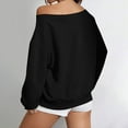 thumbnail image 6 of successthop Womens Off Shoulder Sweatshirts Long Sleeve Sweaters Lightweight Trendy Casual Pullover Top Solid Athleisure, 6 of 8