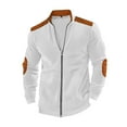 thumbnail image 5 of GA WEIHUA Full Zip Jackets Men Casual Corduroy Shirts Stand Collar Shackets Jacket with Elbow Patches 2024 Fashion Ribbed Texture Coat(White,XXXL), 5 of 9
