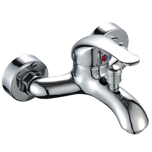 Basin Faucets Wall-Mounted Hot Cold Water Double-Holes Spout Mixer Tap Bathroom Triple-Valve Bath-Concealed Shower Tap Hardware