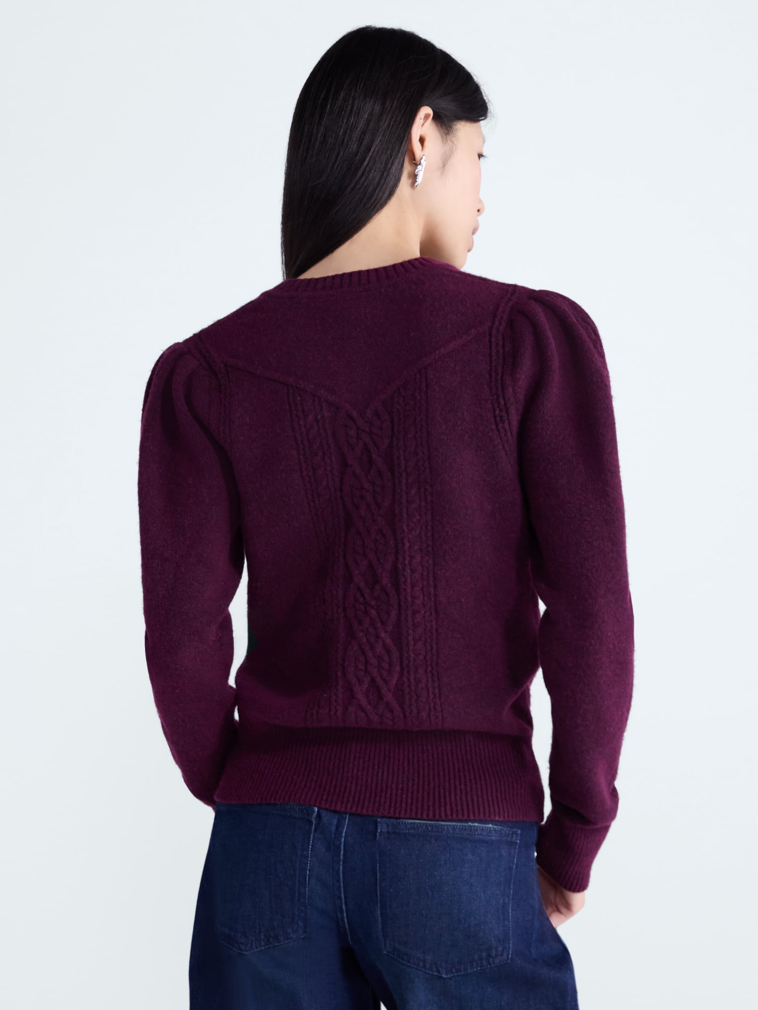 Scoop Women's and Women's Plus Cable Knit Henley Pullover, Sizes XS-4X