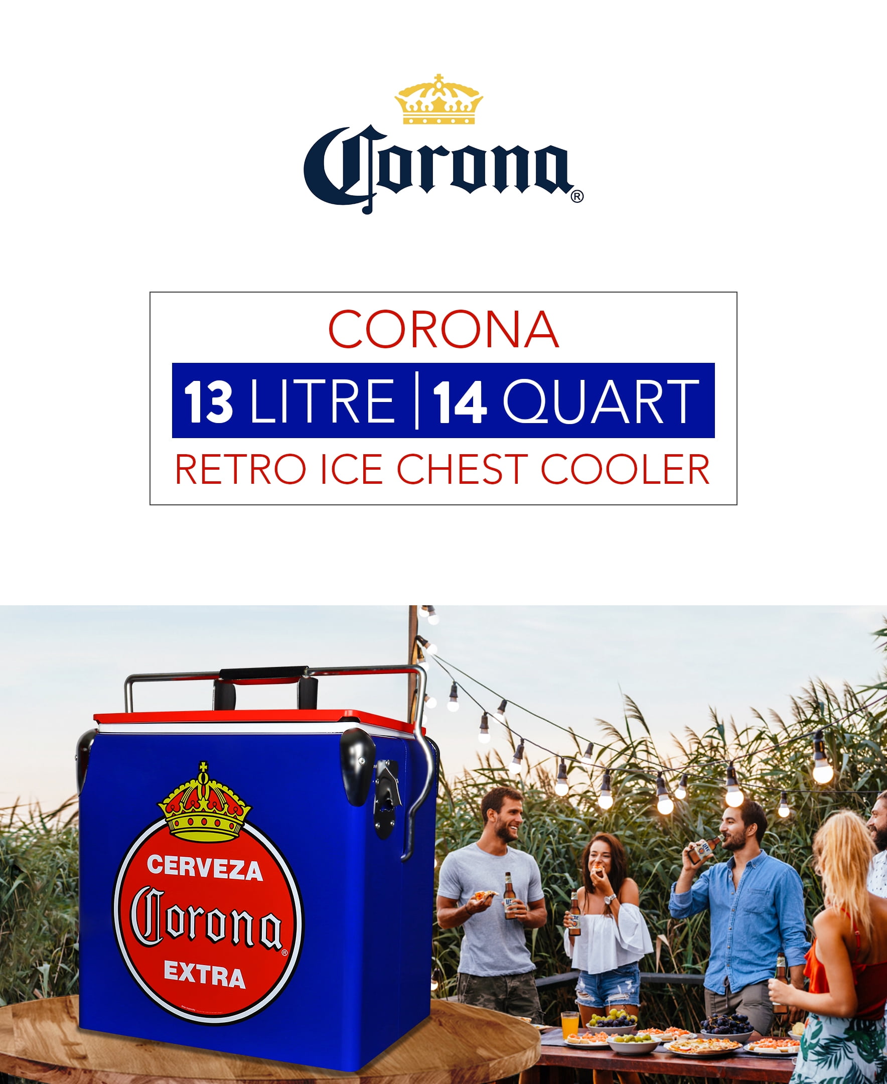 Corona Retro 8 Can Ice Chest Cooler with Bottle Opener 13 L, Blue
