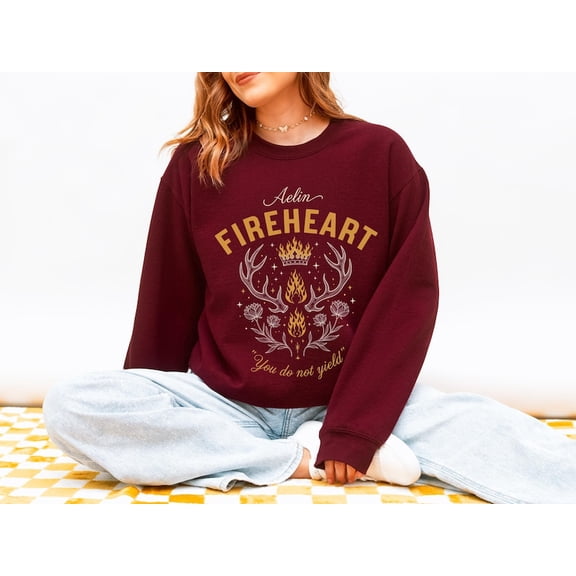 Aelin Fireheart Sweatshirt Throne of Glass Merch Sarah J Maas You Do Not Yield SJM Bookish Gift for Readers Terrasen Kingdom of Ash