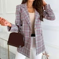 thumbnail image 2 of LYXSSBYX Womens Coats and Jackets Clearance Women's Autumn and Winter Fashion Street Casual Long Sleeve Plaid Suit Coat, 2 of 6