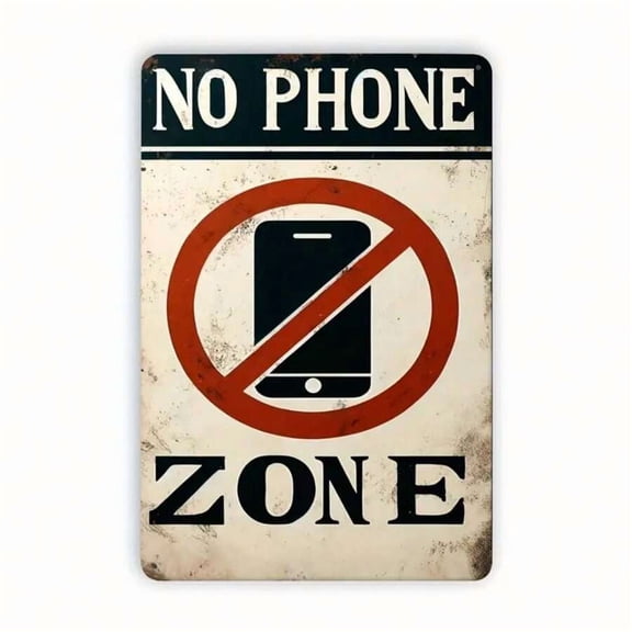 1pc No Phone Zone Metal Sign, Modern Vintage Tin Sign, 8x12 Inch, Metal Wall Art For Home Bar Room Club