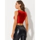 thumbnail image 4 of Chaleco Con Cuello En U Para Mujer, Sin Mangas, Para Fiesta, Clubwear, Camiseta Corta Metálica Brillante Negro rojo XL, 4 of 5