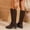 Coffee, variant on Fnooota Women's Knee High Boots, Side Zipper Non Slip Pointed Toe PU Fall Winter Shoes Beige Size 7