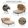 thumbnail image 4 of Outdoor Patio Daybed with Retractable Canopy, Sunbed Patio Bed Lounger, Rattan Wicker Back Patio Sectional Loveseat Sofa Set with Throw Pillows and Cushions for Backyard Poolside Garden, Brown, 4 of 11