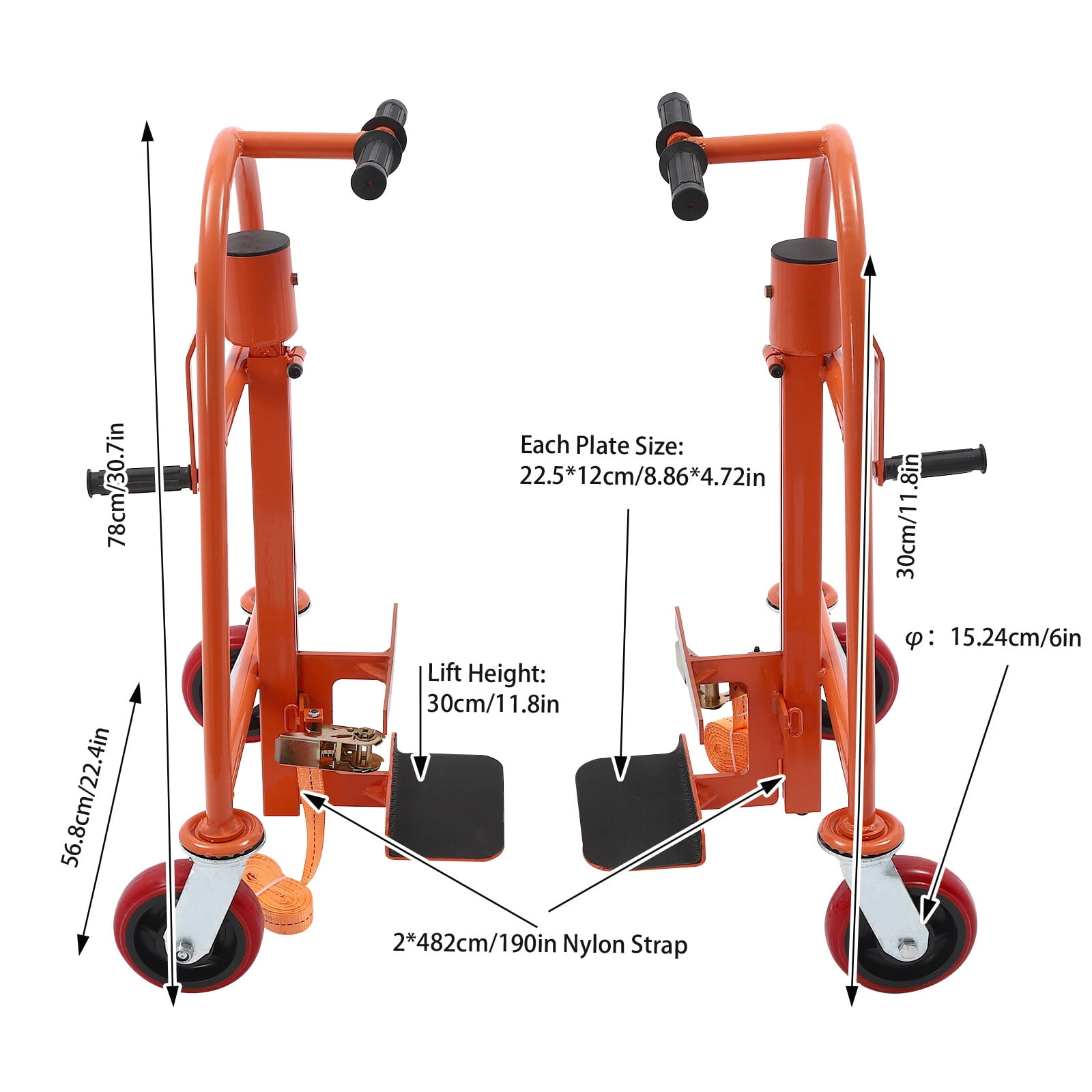 Heavy-Duty Furniture Mover - 4 Wheels(6in Diameter), 11.8in Lift Height - 190in Nylon Straps, Suitable for Office/Warehousing/Logistics/Furniture Store Use