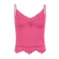 thumbnail image 4 of Zulora Women's V-Neck Sleeveless Crop Cami Top Lace Trim Spaghetti Strap Slim Fit Summer Essential, 4 of 6