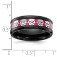 thumbnail image 4 of Chisel Stainless Steel Polished  Black IP-plated Skulls with Pink Carbon Fiber Inlay 8mm Band, 4 of 5