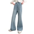 thumbnail image 5 of Pull on Wide Leg Jeans for Girls, Girls High Waisted Stretchy Baggy Trendy Tummy Control Straight Leg Jeans Denim Pants Blue D 11-12 Years, 5 of 6
