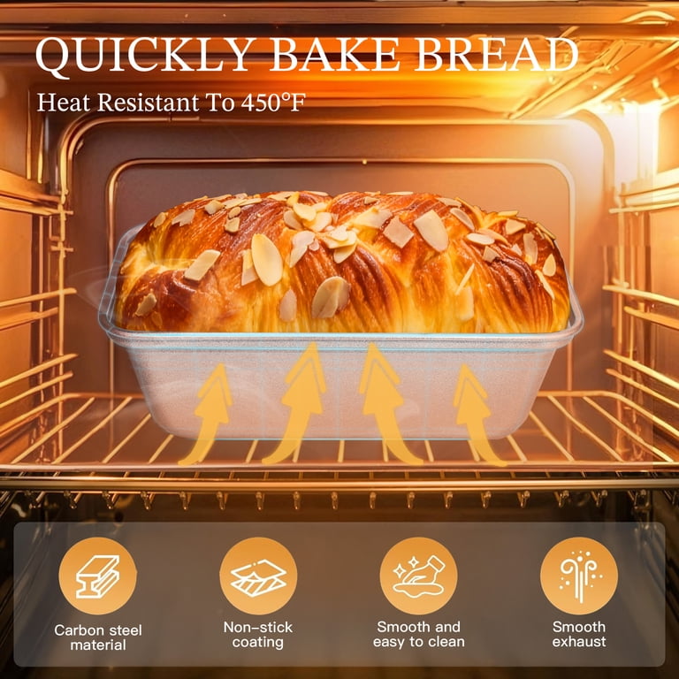 HONGBAKE Mini Loaf Pan Set of 3, Nonstick Carbon Steel Bread Tins