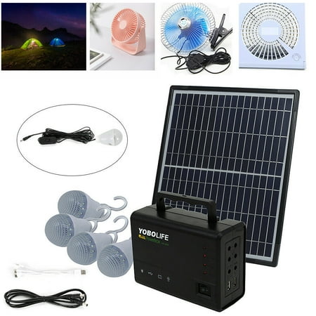 

Fichiouy Portable Solar Panel Power Generator Kit Battery Pack Power Station w/ 4 Bulbs