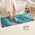thumbnail image 4 of Teal Marble Gold Wave Pattern Bathroom Rugs Mat,Non Slip Microfiber Bathroom Rug,Rubber Backing,Soft Bathroom Mats for Bathroom Floor,Tub and Shower,60x24in(150x60cm), 4 of 5