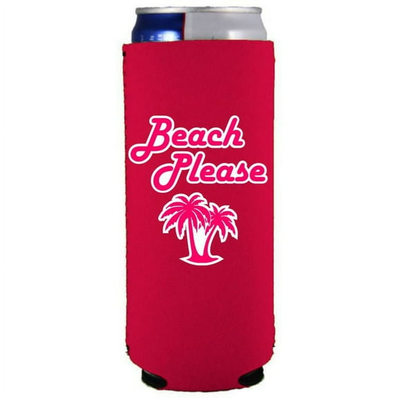 Beach Please Slim Can Coolie (Magenta)