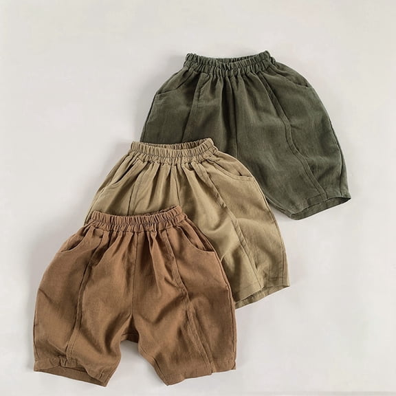 Baby Girl Pants Kids Breathable Slim Quarter Pants Casual Unisex Coffee 18-24 Months