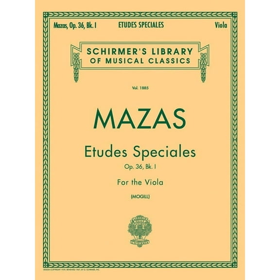 Etudes Speciales Op. 36 Book 1 Schirmer Library of Classics Volume 1885 Essential Viola Method for Technique Finger Dext, (Paperback)