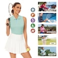 thumbnail image 4 of Women's Sleeveless Golf Polo Shirt 1/4 Zip Collared Tennis Workout Tank Top Quick Dry Athletic Shirt, 4 of 5