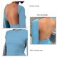 thumbnail image 5 of Mujeres corto Top doble desgaste sin respaldo Top transpirable manga larga color puro elegante camiseta azul S, 5 of 6