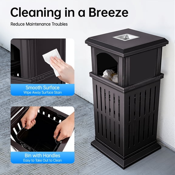 40L Freestanding Outdoor Trash Can Commercial Garbage Can Container With Locking