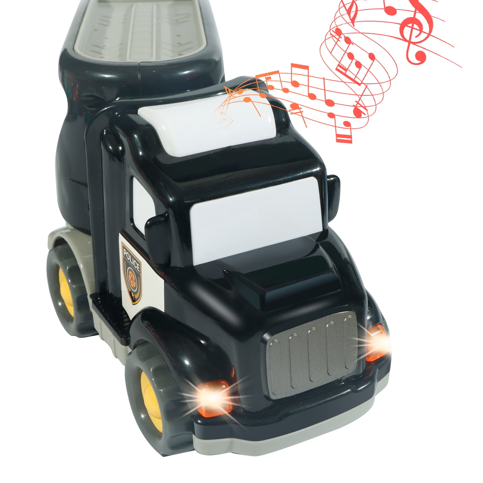 Truck Toys for 3 4 5 6 Years Old Boys Girls - 5 in 1 Carrier Cartoon Shape Transport for Toddlers 1-3, Friction Power Vehicles for Kids 3-5, Christmas New Year Birthday Gifts - Age 3-9, Black