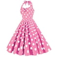 thumbnail image 3 of qolati 1950s Plaid Dress for Women Vintage Halter Neck Spaghetti Straps Rockabilly Dress Elegant High Waisted A-Line Swing Party Midi Dress, 3 of 4