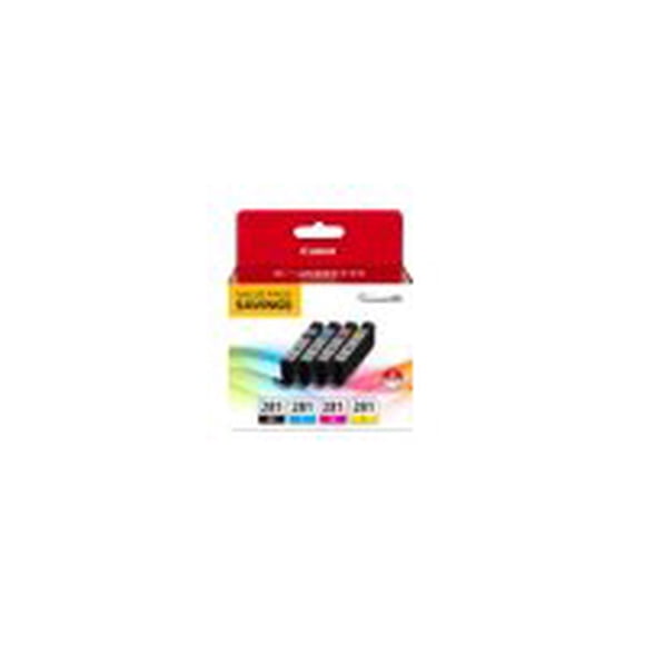 Canon CLI-281 Noir, Cyan, Magenta et Jaune, Lot de 4 Encres, Compatible avec IB4120, MB5420, MB5120, IB4020, MB5020, MB5320