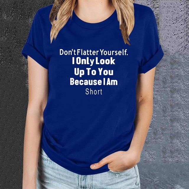 Kayannuo Blouses pour Femmes Liquidation Tee-Shirts pour Femmes Saint-Valentin Haut à Manches Courtes Imprimé Lettres pour Femmes